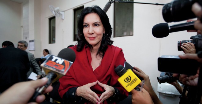 Zury Ríos, la hija del general Efraín Ríos Montt, Zury Ríos, y , cabeza de lista del partido Valor. REUTERS