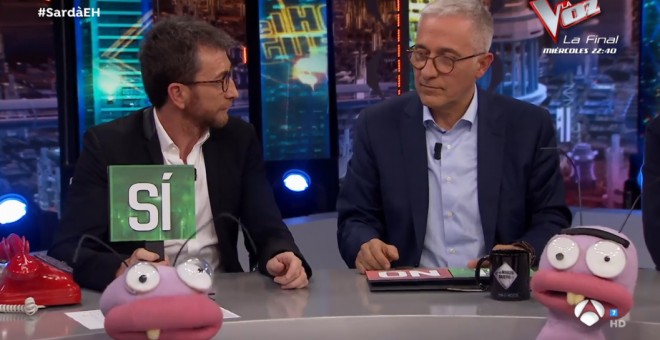 Pablo Motos y Xavier Sardà, este jueves en 'El Hormiguero'.