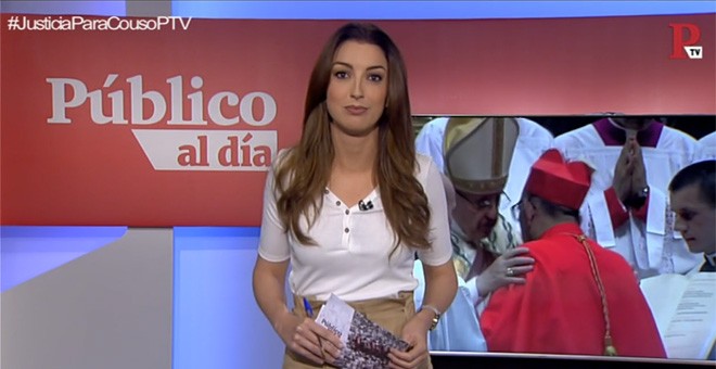 Natalia Moro, durante el informativo Público al Día del 5 de abril.