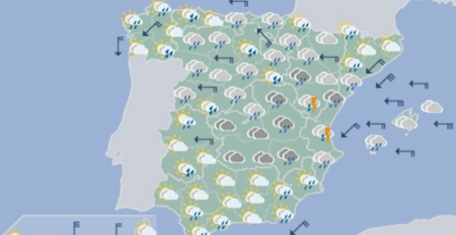 Mapa significativo elaborado por la AEMET el válido para el 19/04/2019 de 00 a 12 horas | EFE/ Aemet