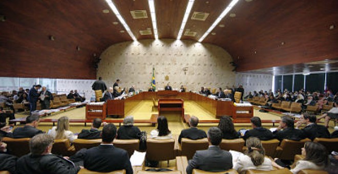 Plenario del Tribunal Supremo brasileño durante el juicio de las acciones que proponen la criminalización de la homofobia y la transfobia. Rosinei Coutinho/SCO/STF-13feb19.