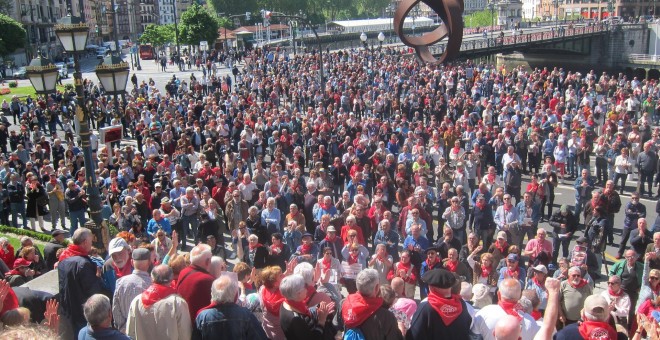 Concentración de pensionistas en Bilbao.