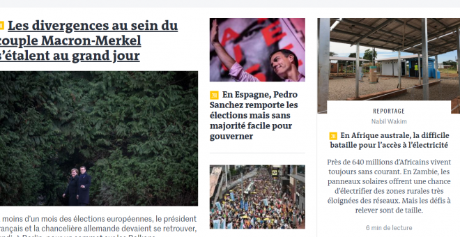 Captura de la portada de Le Monde edición digital