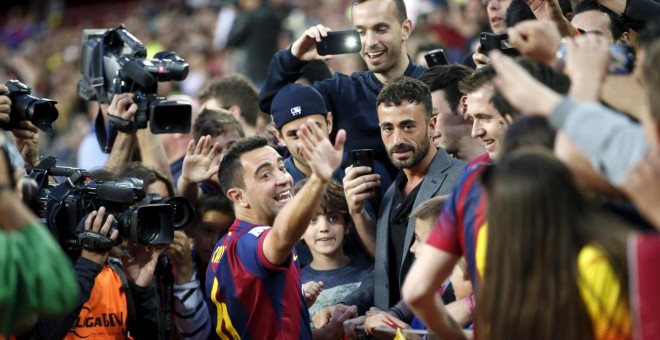 Xavi, en su despedida del Barça. REUTERS