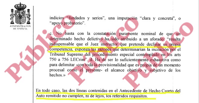 Advertencia del TSJ de Baleares al juez Florit sobre su deber de hacer una exposición razonada si 'pretende declinar su propia competencia'.