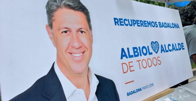 El cartel electoral de Xabier García Albiol, candidato del PP a la alcaldía de Badalona.