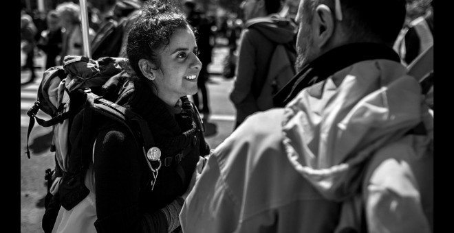 Camelia en una manifestación en la Plaza de la República de París. / Julien Gidoin