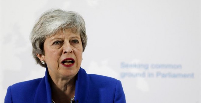 La primera ministra del Reino Unido, Theresa May, participa en un discurso en Londres. EFE