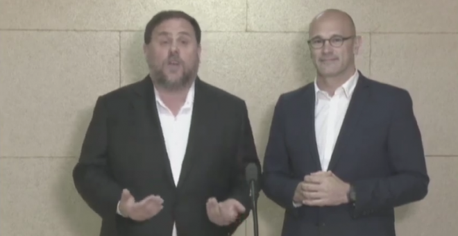 24/05/2019 - El diputado de ERC, Oriol Junqueras, y el senador, Raül Romeva, ambos presos, participan en un acto por videoconferencia. / YOUTUBE - ERC