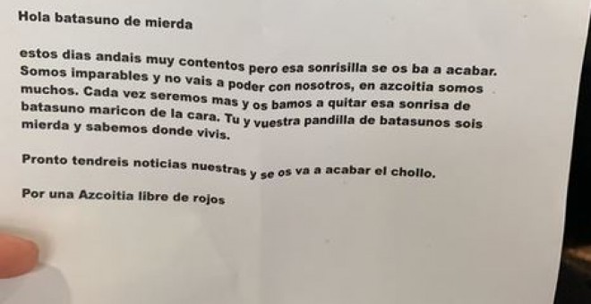 Anónimo encontrado en el buzón.