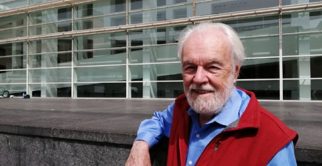 David Harvey, a la plaça dels Àngels. ANDER ZURIMENDI