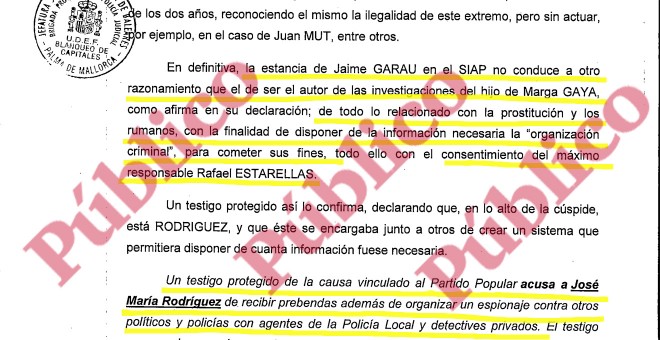 Fragmento de las conclusiones del Grupo de Blanqueo sobre el SIAP y su relación con la prostitución en Palma.