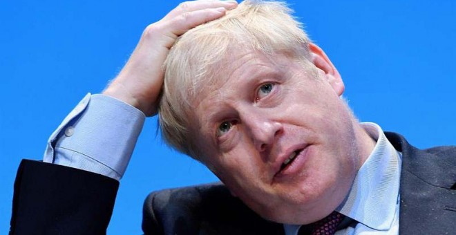 El candidato a líder conservador y a primer ministro británico, Boris Johnson, en una foto tomada durante un acto de campaña del Partido Conservador en Birmingham. (ANDY RAIN | EFE)