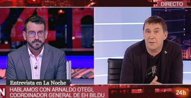 Otegi durante la entrevista en el Canal 24 Horas de RTVE.