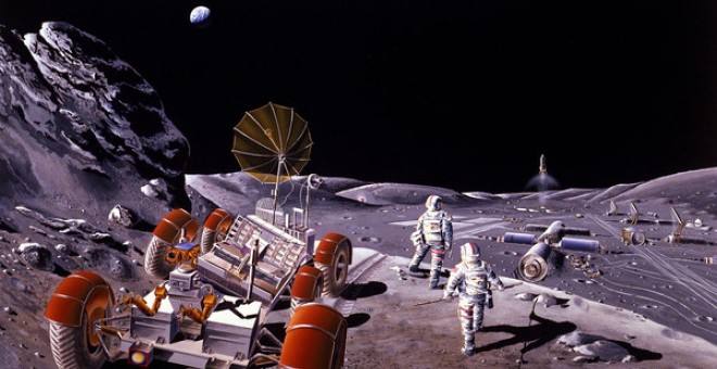 Concepto artístico de una colonia lunar / NASA