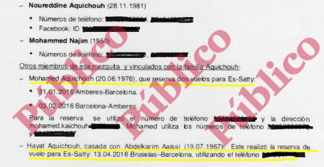 Final del informe reservado del CNI sobre las vinculaciones de Es Satty con el núcleo yihadista más importante de Europa, en Bélgica. Hemos ocultado los datos protegidos por ley.