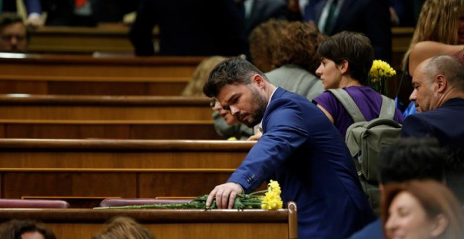 El portavoz de ERC Gabriel Rufián, en el hemiciclo del Congreso