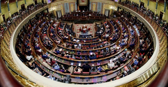 Vista panorámica del Congreso de los Diputados durante el discurso de Pedro Sánchez. (ZIPI | REUTERS)