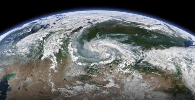 Imagen de satélite en la que se ve el incendio que sufren varias regiones de Siberia (Rusia) / EFE