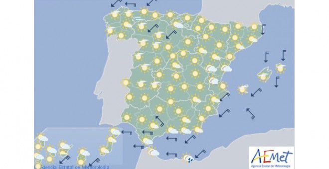 Previsión por comunidades autónomas para hoy, 22 de agosto. / AEMET