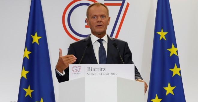 El presidente del Consejo Europeo, Donald Tusk, antes del G7 en Biarritz. EP