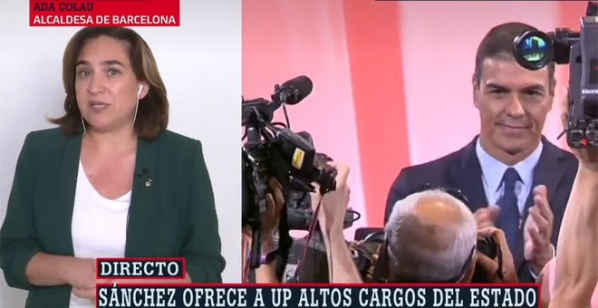 Ada Colau, durante su intervención en 'Al Rojo Vivo' sobre los acuerdos para formar Gobierno entre el PSOE y Podemos. / LASEXTA