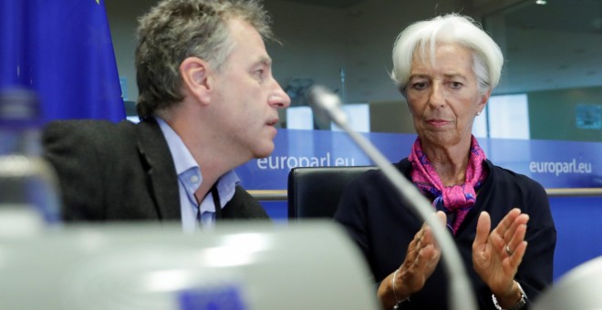 La futura presidenta del BCE, la francesa Christine Lagarde, en su comparecencia ante el Comité de Asuntos Económicos y Monetarios del Parlamento Europeo.EFE/EPA/OLIVIER HOSLET