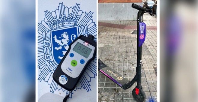 Patinete y tasa de alcoholemia de la joven. / Policía Local de Zaragoza