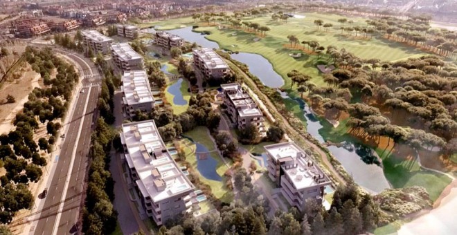 Vista aérea de la urbanización de lujo La Finca, en la localidad madrileña de Pozuelo de Alarcón.