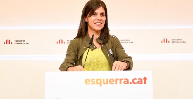 La portaveu i ara secretaria general adjunta d'ERC, Marta Vilalta, en la roda de premsa en què s'han anunciat els resultats del congrés del partit. ERC