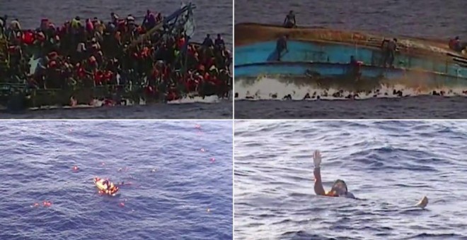 Imágenes del naufragio del 11 de octubre de 2013 cerca de Lampedusa, en el que murieron 268 personas, entre ellas 60 niños.- CAPTURAS VÍDEO DE 'L'EXPRESO'