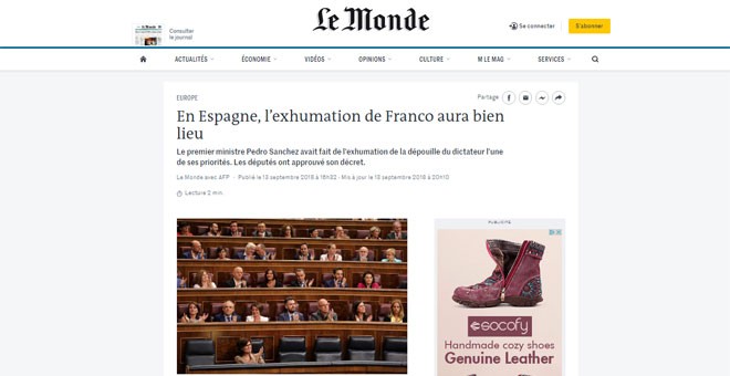 24-09-2019. 'Le Monde': 'En España, la exhumación de Franco tendrá lugar'