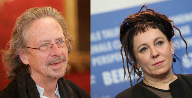 Peter Handke y Olga Tokarczuk, los últimos ganadores del premio Nobel de literatura. / Reuters