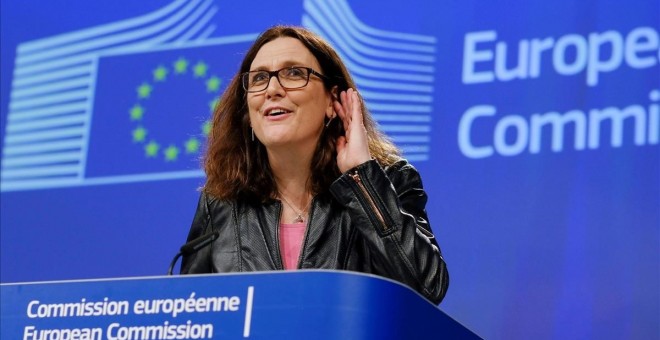 La comisaria europea de Comercio, Cecilia Malmstrom. / EFE / OLIVIER HOSLET