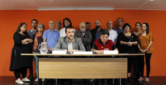 Roda de premsa a la seu de LaFede.cat de diverses entitats per demanar aturar 'l'espiral de violència' dels dies de la resposta a la sentència. LaFede.cat