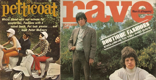 Portadas de las revistas 'Petticoat' y 'Rave', con The Rolling Stones. / ARCHIVO GRÁFICO DE LA ERA POP