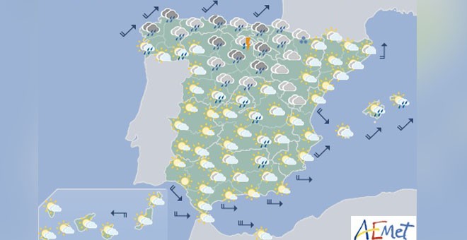 Previsión meteorológica para el viernes. / AEMET