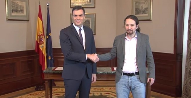 El presidente del Gobierno en funciones, Pedro Sánchez y el líder de Unidas Podemos, Pablo Iglesias.