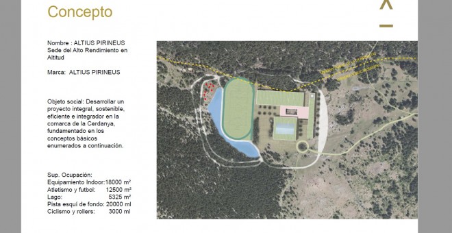 Una imatge del dossier explicatiu del projecte del Centre d'Alt Rendiment esportiu que es vol fer al Berguedà.