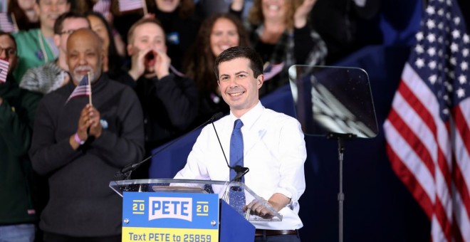 Pete Buttigieg, durante la presentación de su candidatura a las primarias demócratasJ OHN GRESS / REUTERS