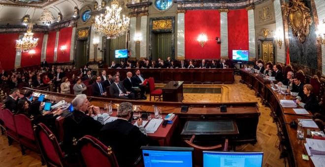 La sala del Tribunal Suprem durante el juicio por el 'procés'. EFE/Emilio Naranjo