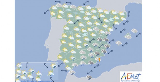 Previsión meteorológica para el martes 3 de diciembre. / AEMET