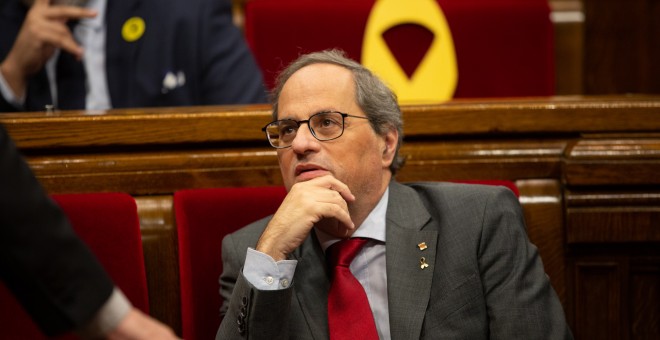 El president de la Generalitat, Quim Torra, durante una sesión plenaria en el Parlament de Catalunya. / Europa Press