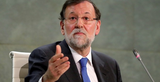 El expresidente del gobierno Mariano Rajoy durante la presentación de su libro 'Una España mejor',en la Fundación Rafael del Pino (Madrid). EFE/JuanJo Martín