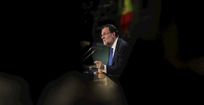El expresidente del gobierno Mariano Rajoy, durante la presentación del libro 'Una España mejor', de Mariano Rajoy en la Fundación Rafael del Pino (Madrid). EFE/JuanJo Martín