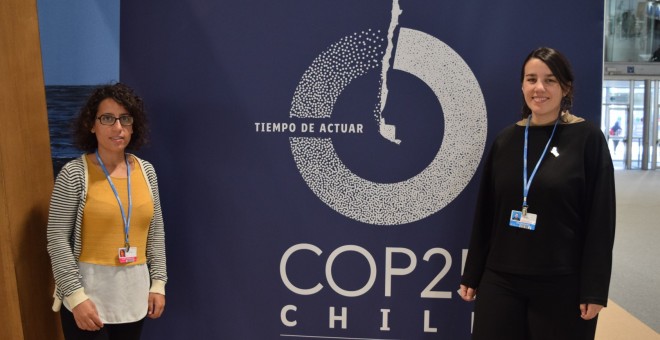 Laura Ramajo y Elena Ojea, científicas del IPCC, en la Cumbre del Clima de Madrid.