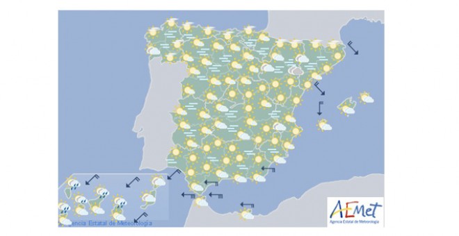 Previsión meteorológica para el martes 7 de enero. / AEMET