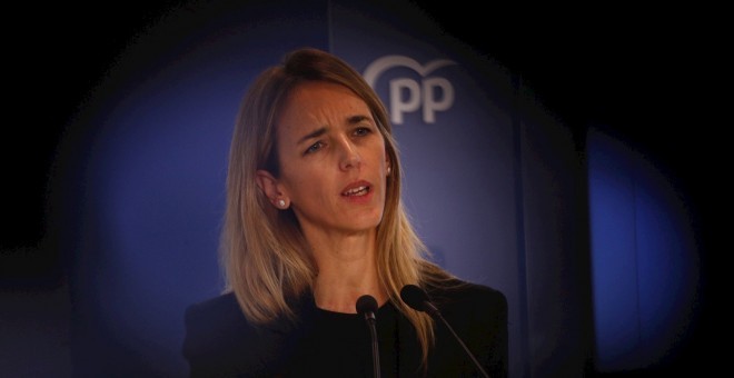 La portaveu del PP al Congrés dels Diputats, Cayetana Álvarez de Toledo, durant la roda de prensa. EFE/ Alejandro García