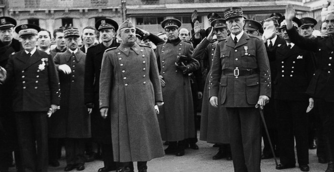 Francisco Franco junto al general Philippe Pétain en Montpellier en febrero de 1941. EFE