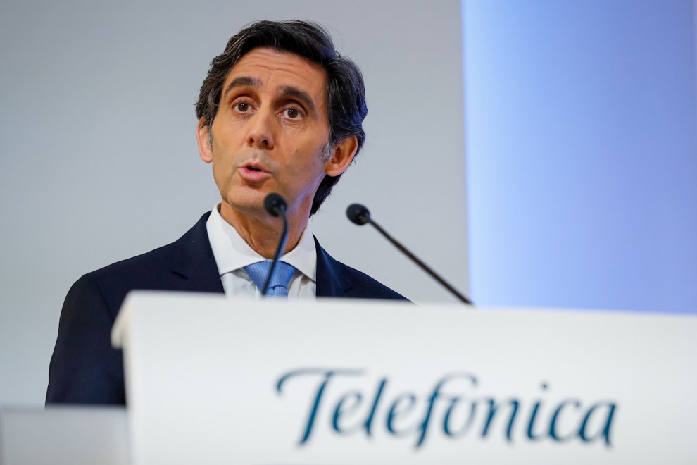 El presidente del grupo Telefónica, José María Álvarez-Pallete, durante la presentación de los resultados de la compañía en 2019. EFE/Emilio Naranjo